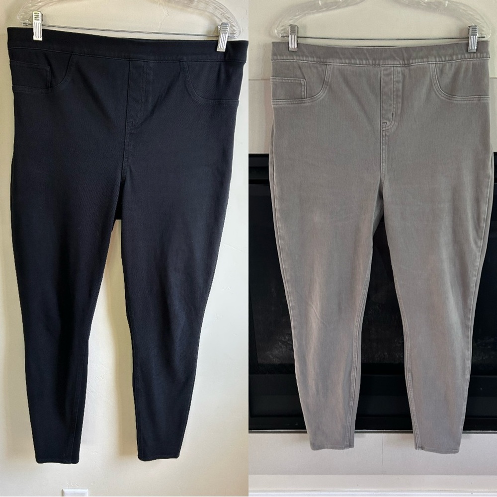 ▶️ SET of 2 Spanx high rise legging pants 1X T black green shapewear plus